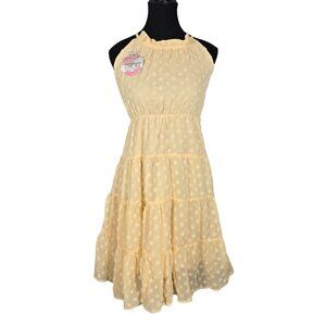 NWT | HATTIYCAT Yellow Swiss Dot Tiered Dress | Halter Neck | Size 10